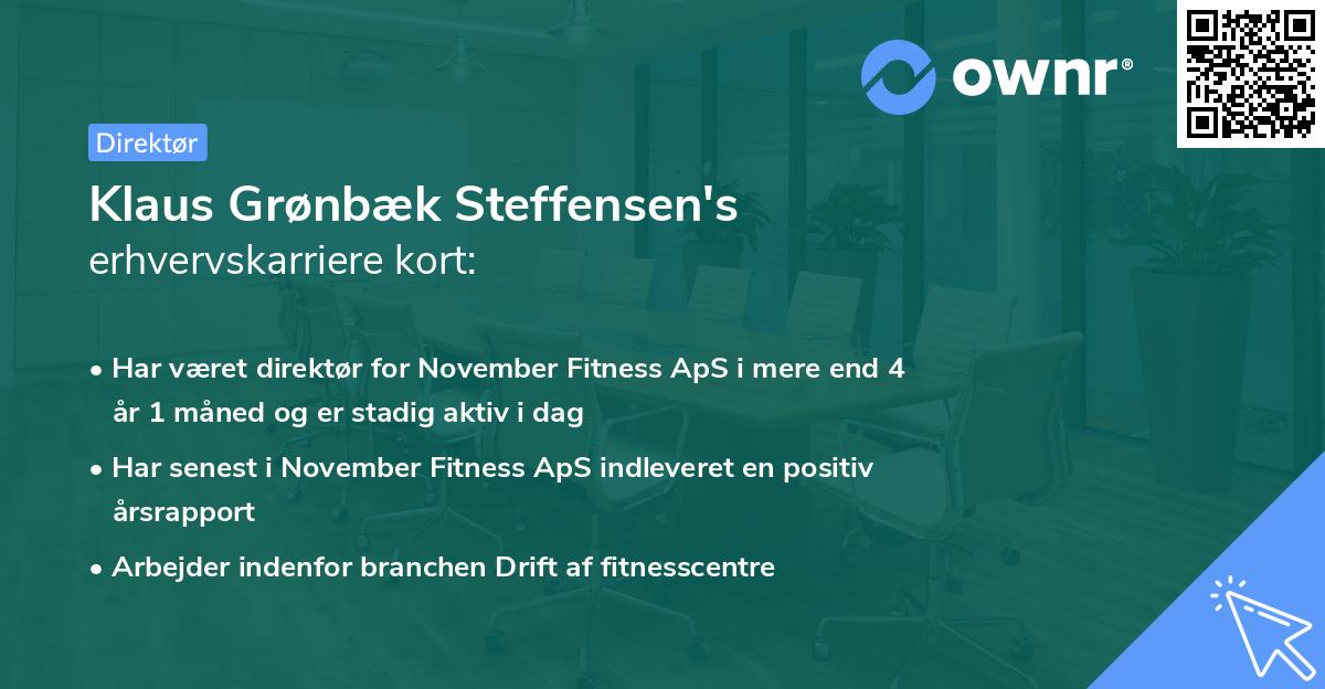 Klaus Grønbæk Steffensen's erhvervskarriere kort