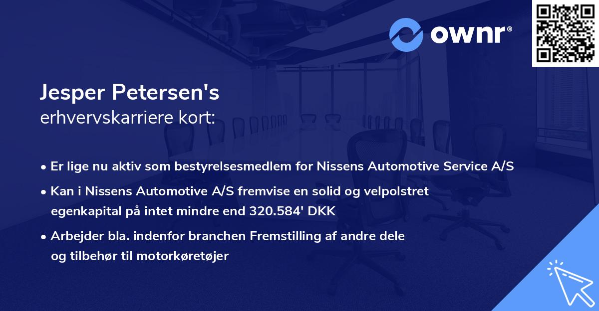 Jesper Petersen's erhvervskarriere kort