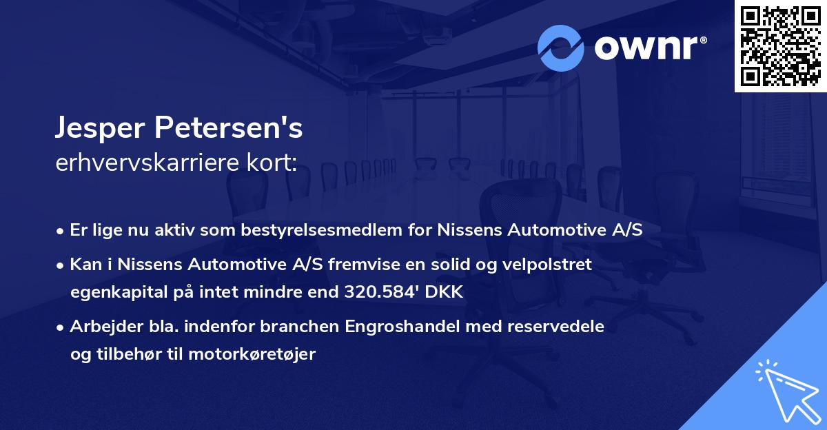 Jesper Petersen's erhvervskarriere kort