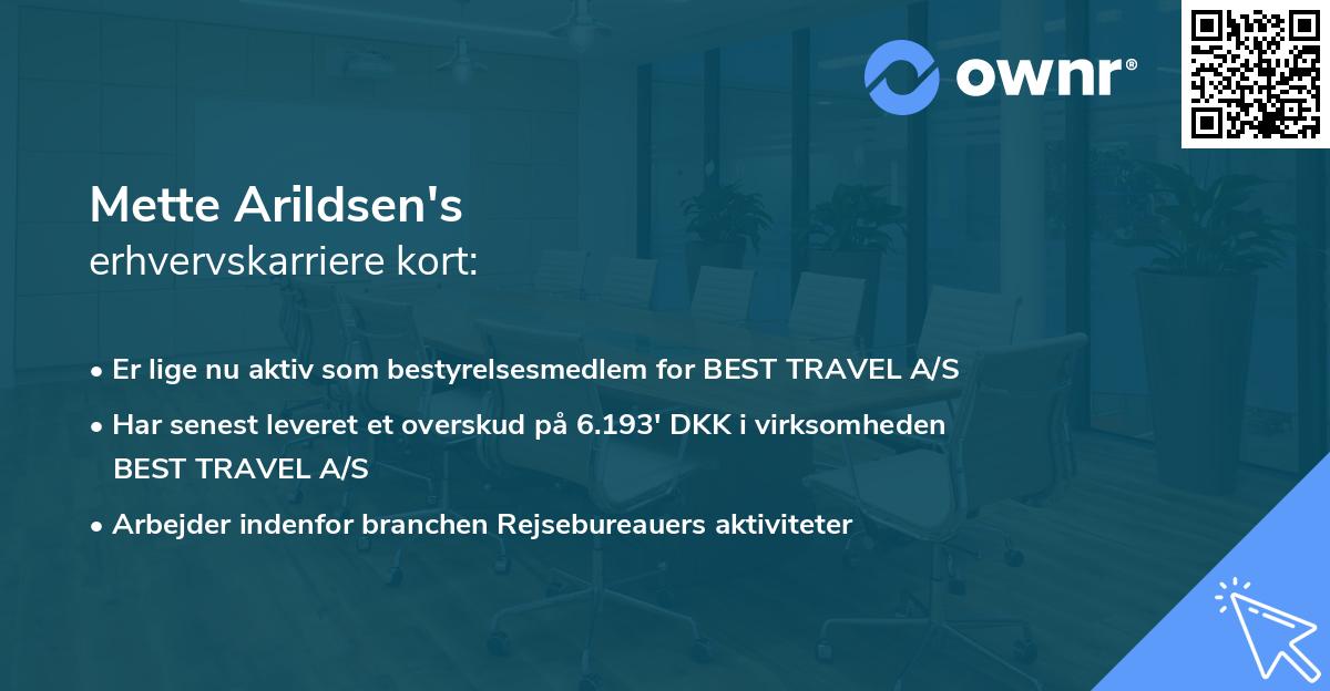 Mette Arildsen's erhvervskarriere kort
