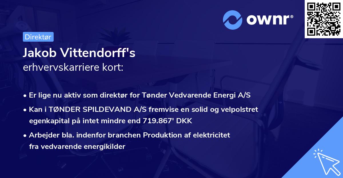Jakob Vittendorff's erhvervskarriere kort
