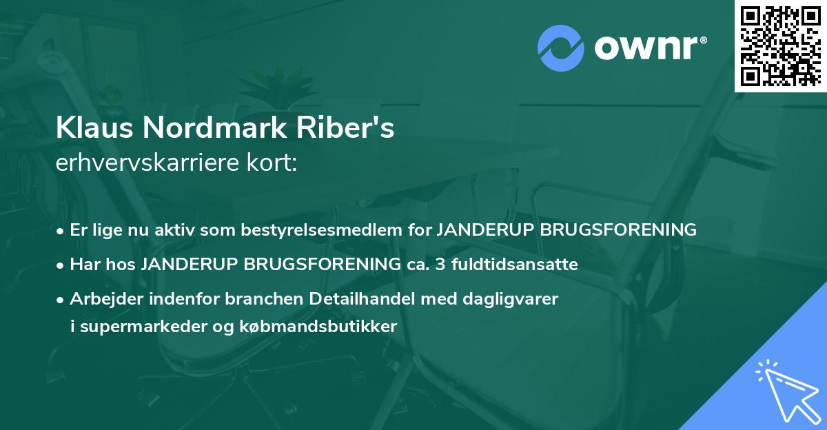 Klaus Nordmark Riber's erhvervskarriere kort