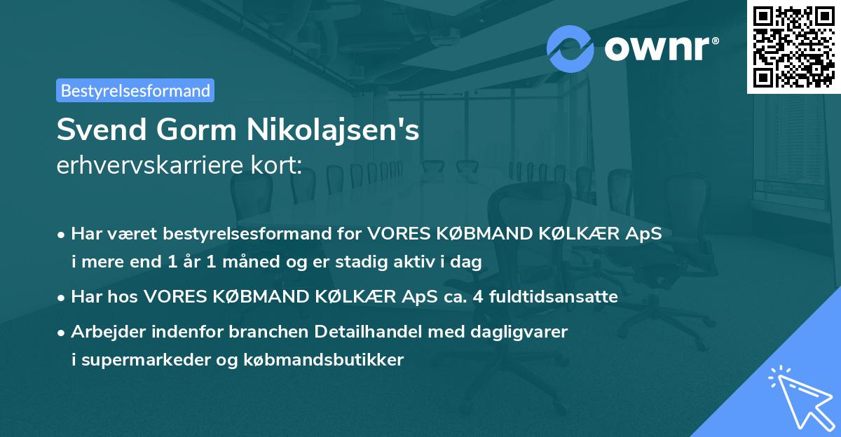 Svend Gorm Nikolajsen's erhvervskarriere kort