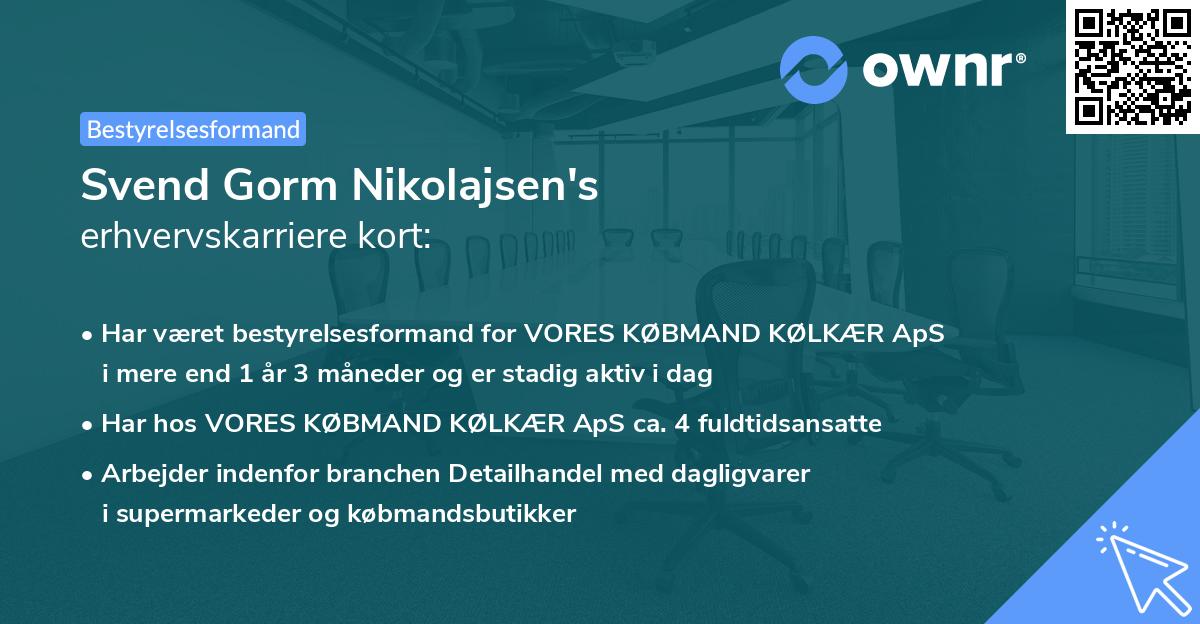 Svend Gorm Nikolajsen's erhvervskarriere kort