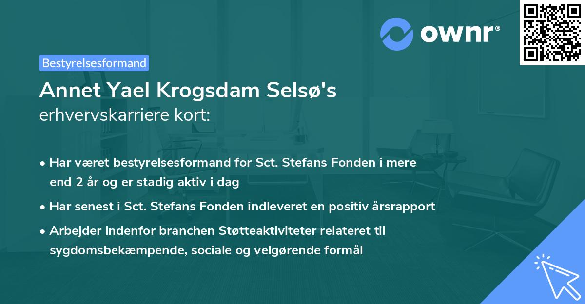 Annet Yael Krogsdam Selsø's erhvervskarriere kort