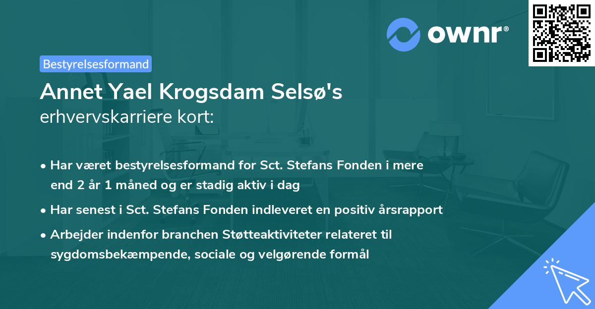 Annet Yael Krogsdam Selsø's erhvervskarriere kort