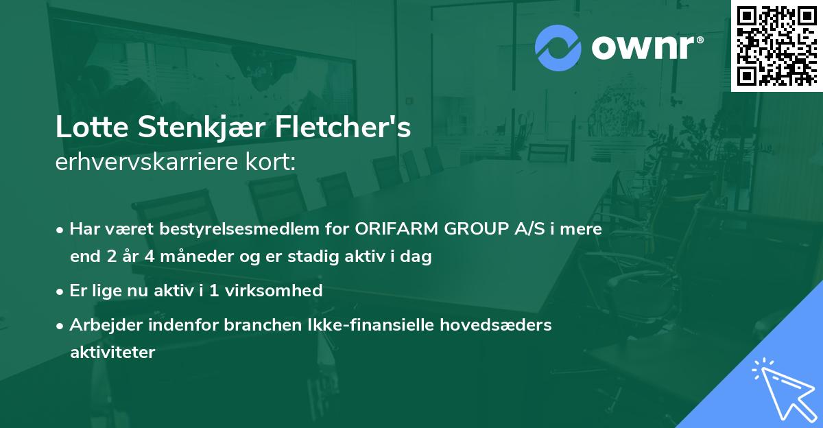 Lotte Stenkjær Fletcher's erhvervskarriere kort