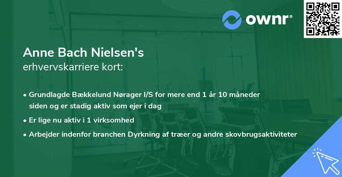 Anne Bach Nielsen's erhvervskarriere kort