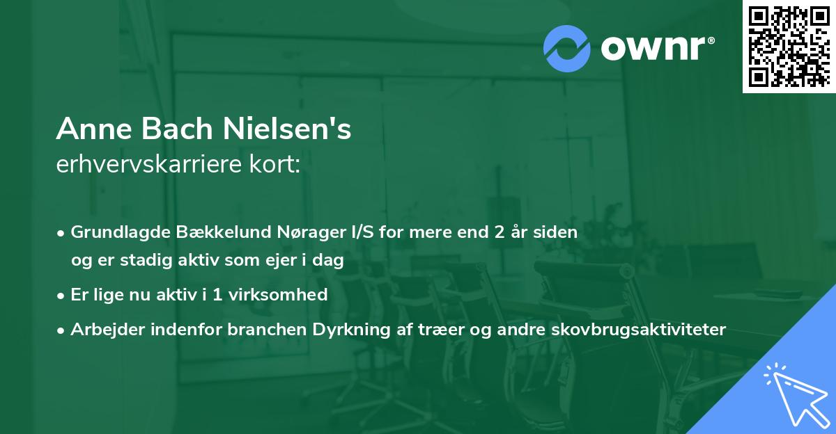 Anne Bach Nielsen's erhvervskarriere kort
