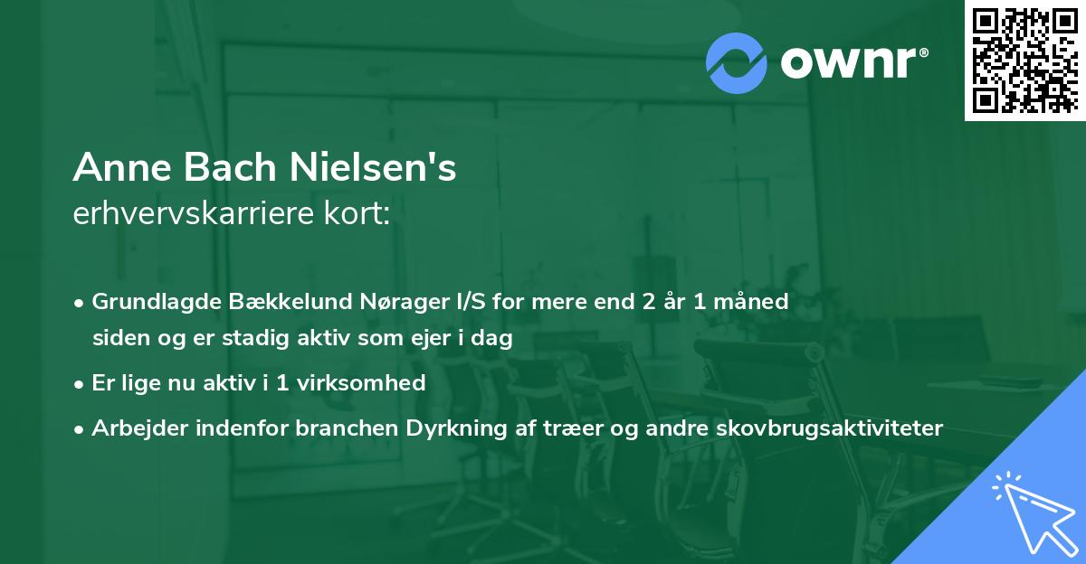 Anne Bach Nielsen's erhvervskarriere kort