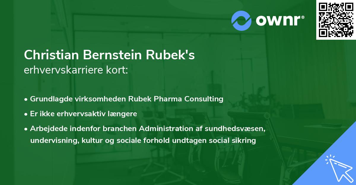 Christian Bernstein Rubek's erhvervskarriere kort