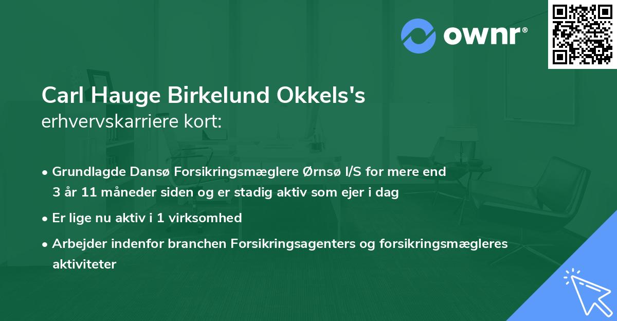 Carl Hauge Birkelund Okkels's erhvervskarriere kort