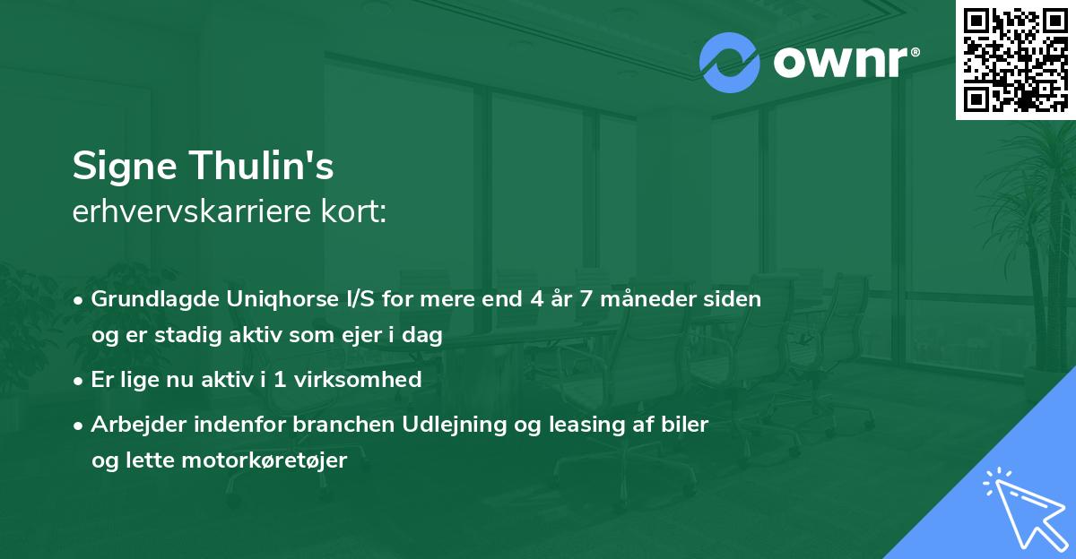 Signe Thulin's erhvervskarriere kort