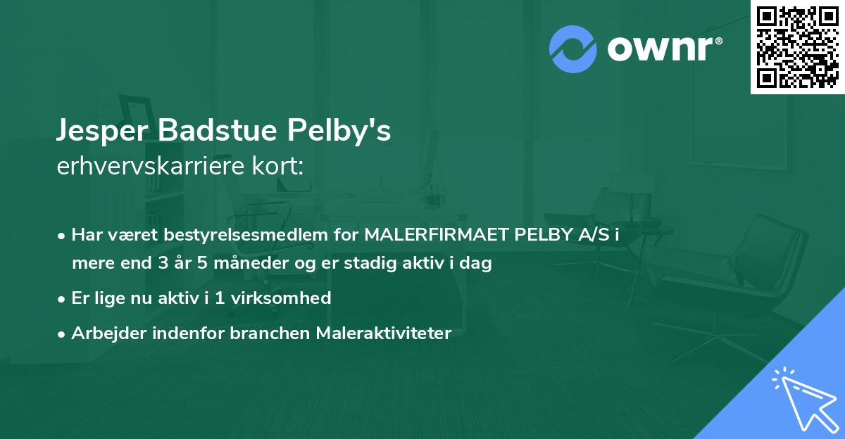 Jesper Badstue Pelby's erhvervskarriere kort