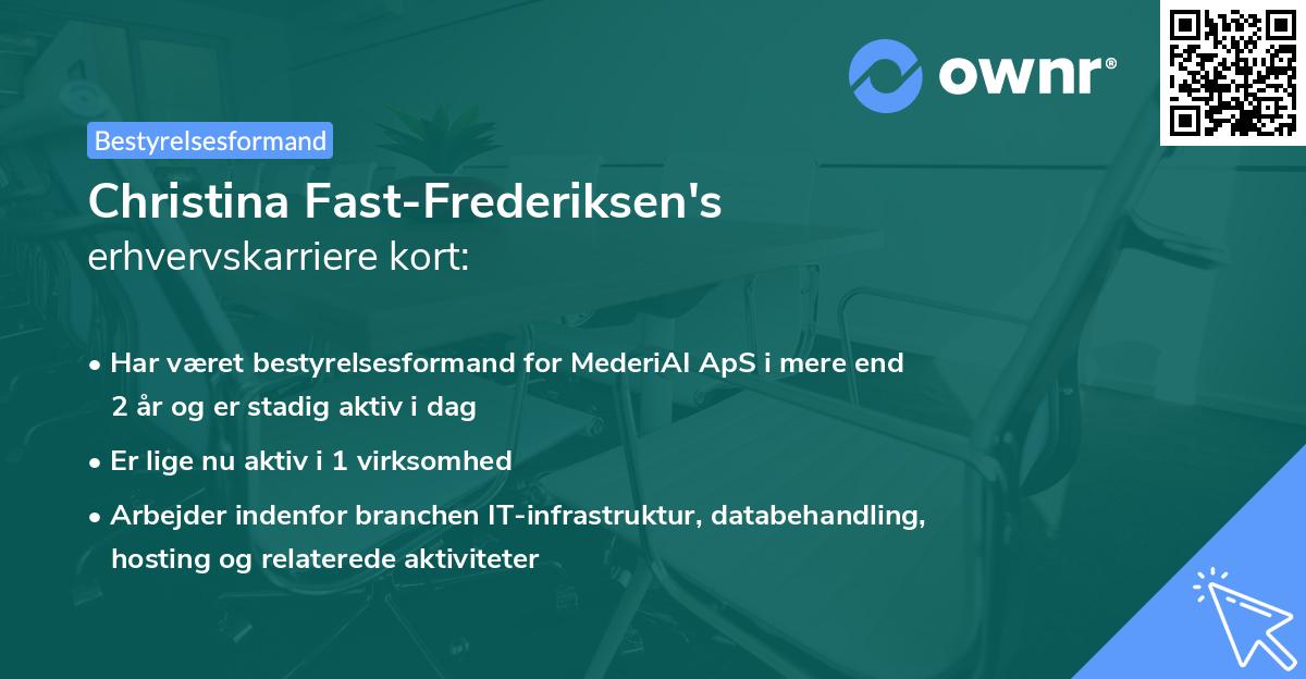 Christina Fast-Frederiksen's erhvervskarriere kort