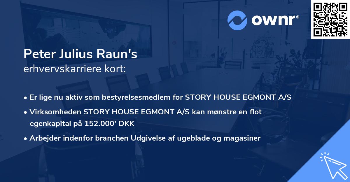 Peter Julius Raun's erhvervskarriere kort
