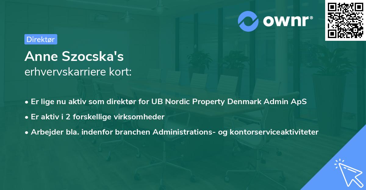 Anne Szocska's erhvervskarriere kort
