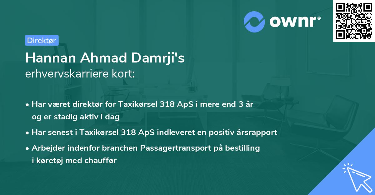 Hannan Ahmad Damrji's erhvervskarriere kort
