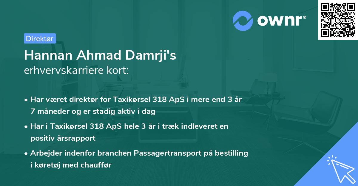 Hannan Ahmad Damrji's erhvervskarriere kort