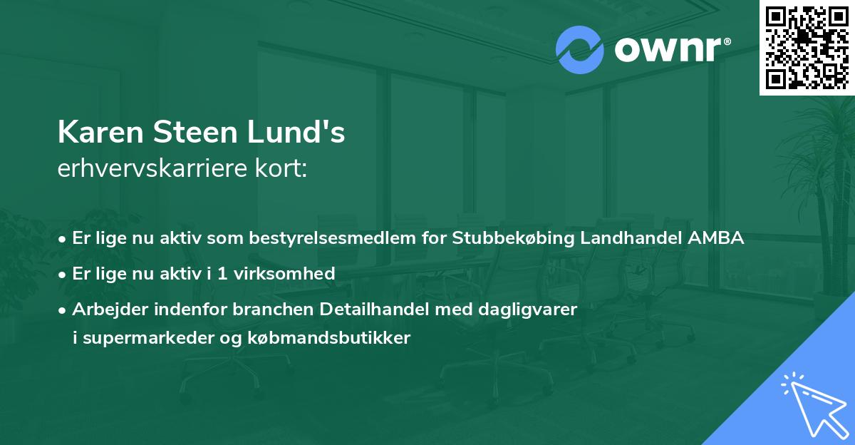 Karen Steen Lund's erhvervskarriere kort