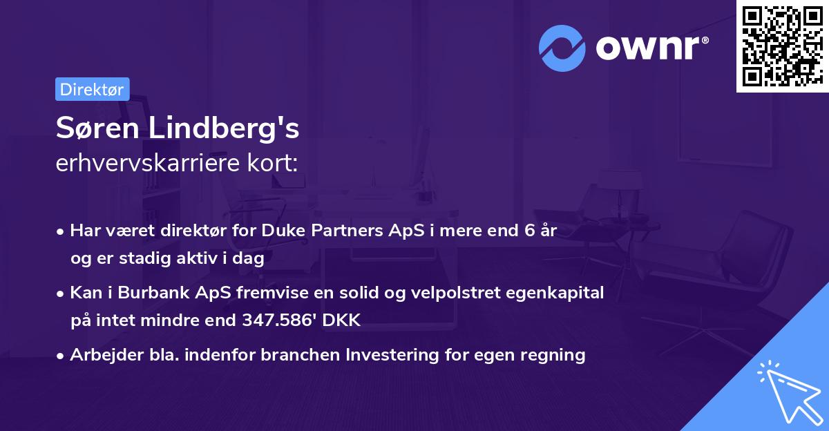 Søren Lindberg's erhvervskarriere kort