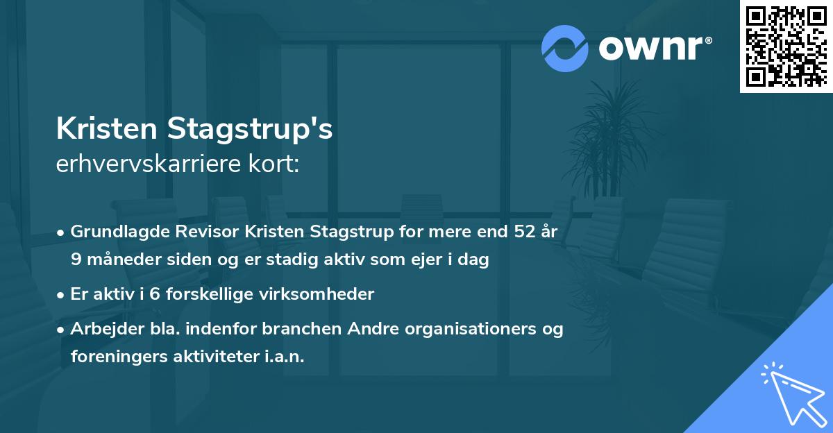 Kristen Stagstrup's erhvervskarriere kort