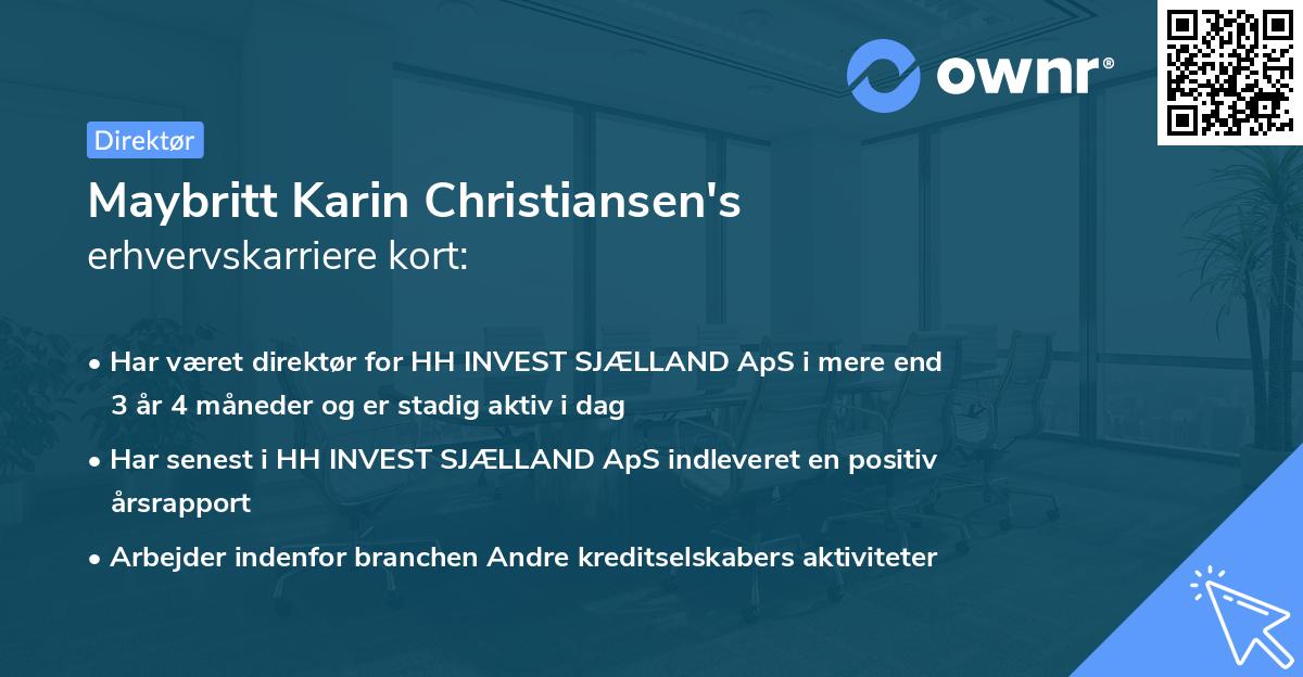 Maybritt Karin Christiansen's erhvervskarriere kort