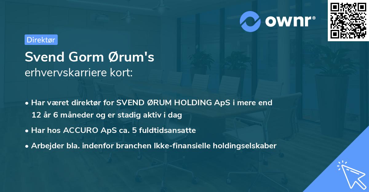 Svend Gorm Ørum's erhvervskarriere kort