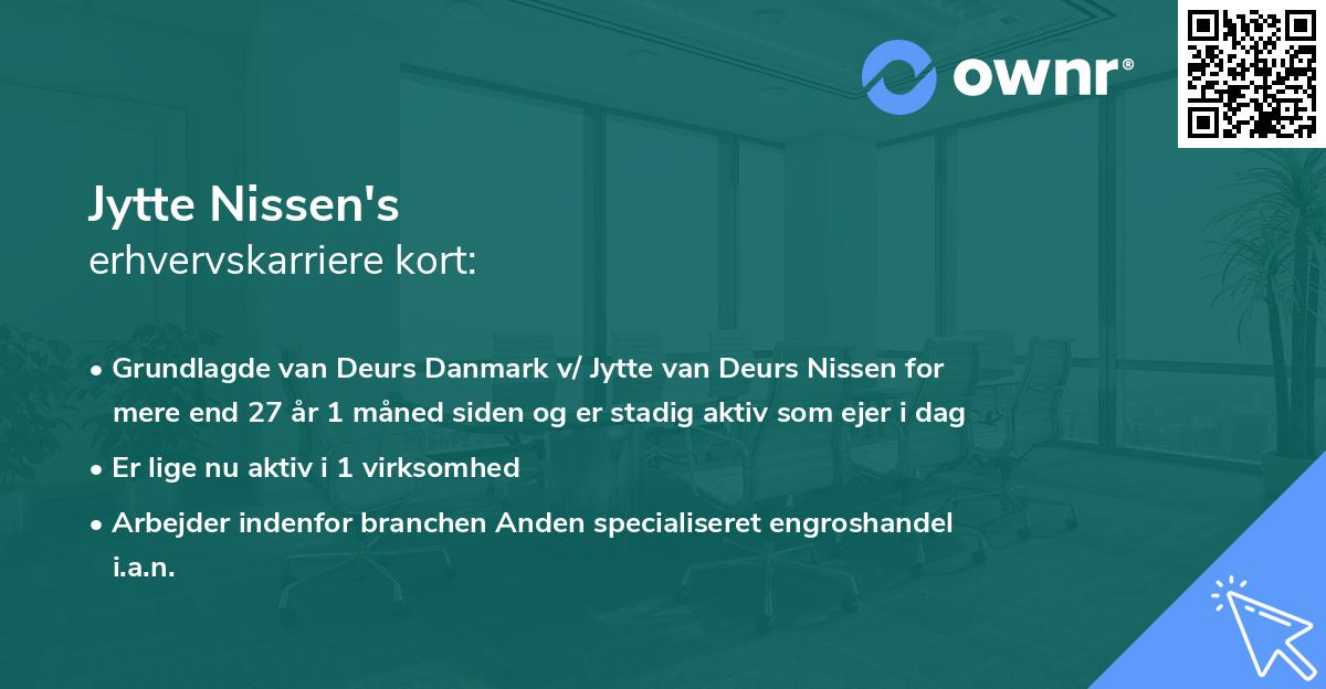 Jytte Nissen's erhvervskarriere kort