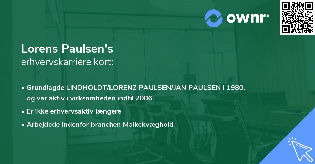Lorens Paulsen's erhvervskarriere kort