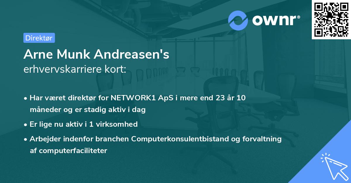 Arne Munk Andreasen's erhvervskarriere kort
