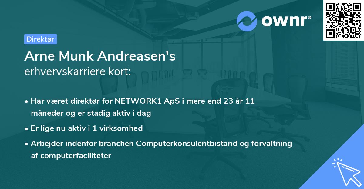 Arne Munk Andreasen's erhvervskarriere kort