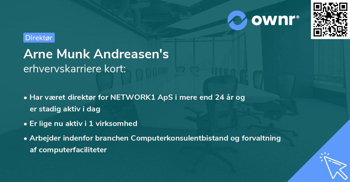 Arne Munk Andreasen's erhvervskarriere kort