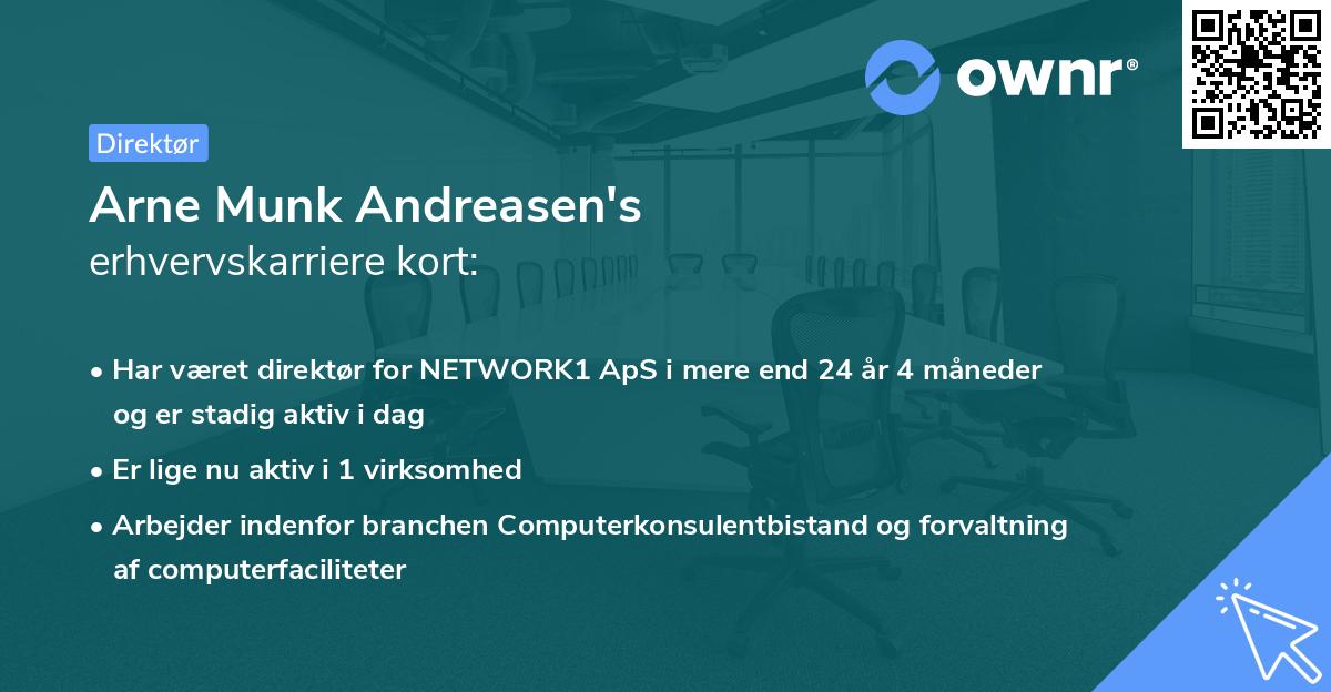 Arne Munk Andreasen's erhvervskarriere kort