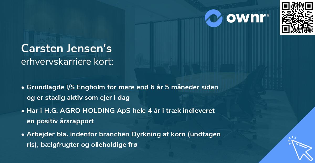 Carsten Jensen's erhvervskarriere kort