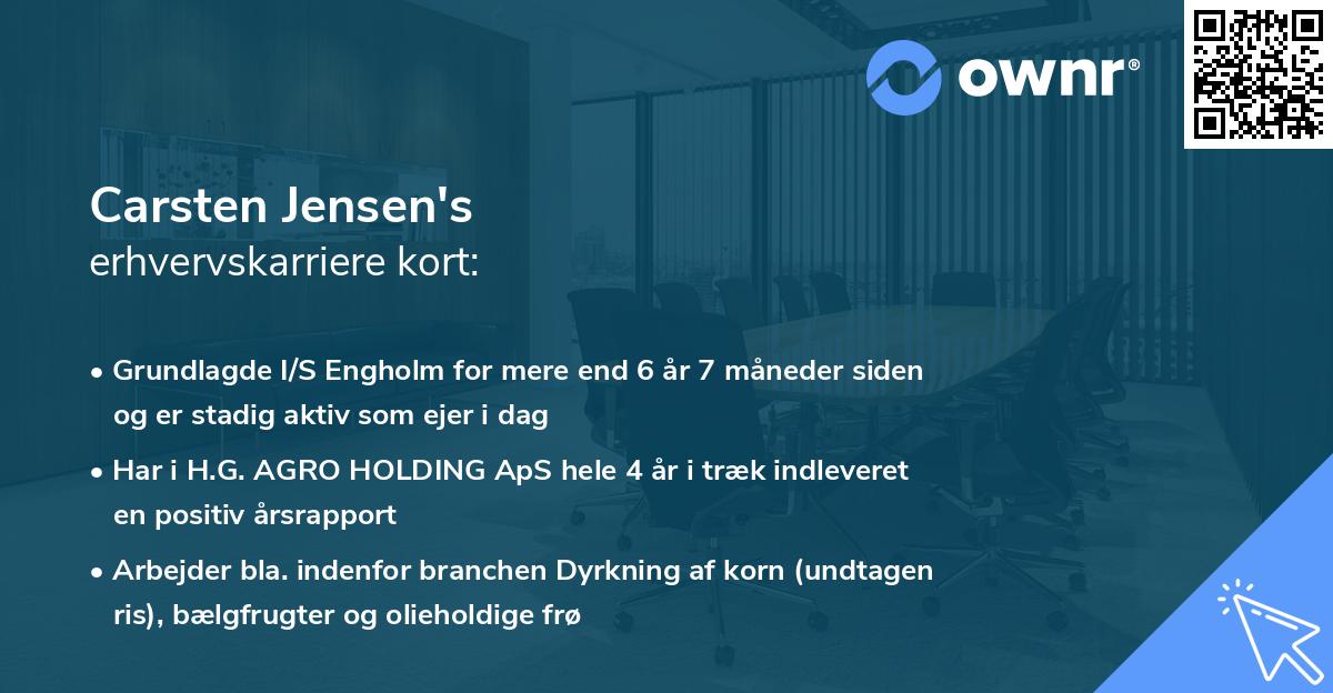 Carsten Jensen's erhvervskarriere kort