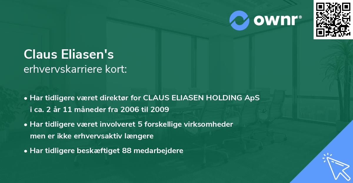 Claus Eliasen's erhvervskarriere kort
