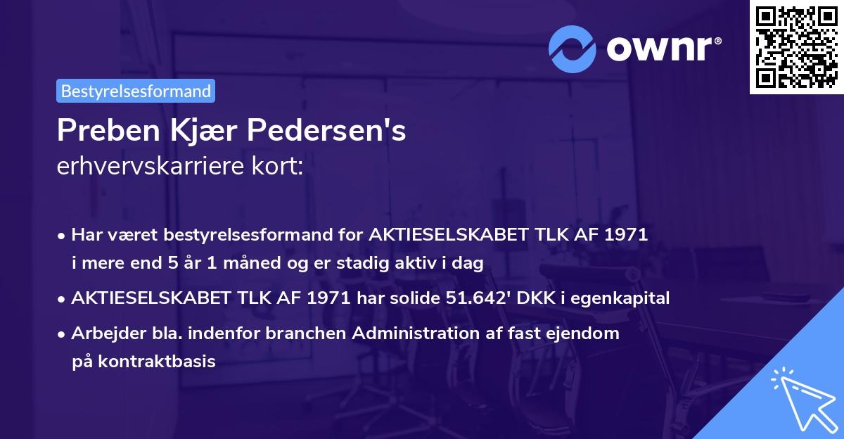 Preben Kjær Pedersen's erhvervskarriere kort
