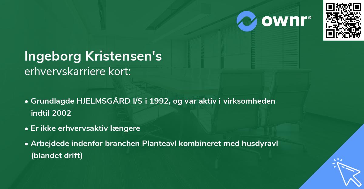 Ingeborg Kristensen's erhvervskarriere kort