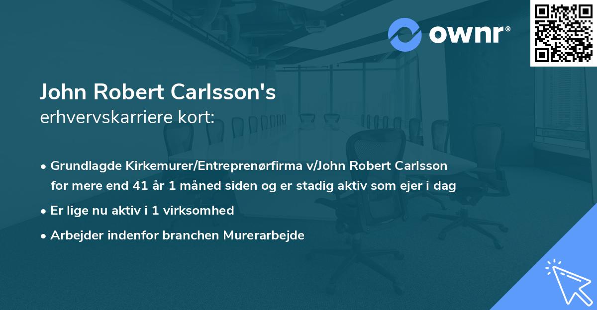 John Robert Carlsson's erhvervskarriere kort