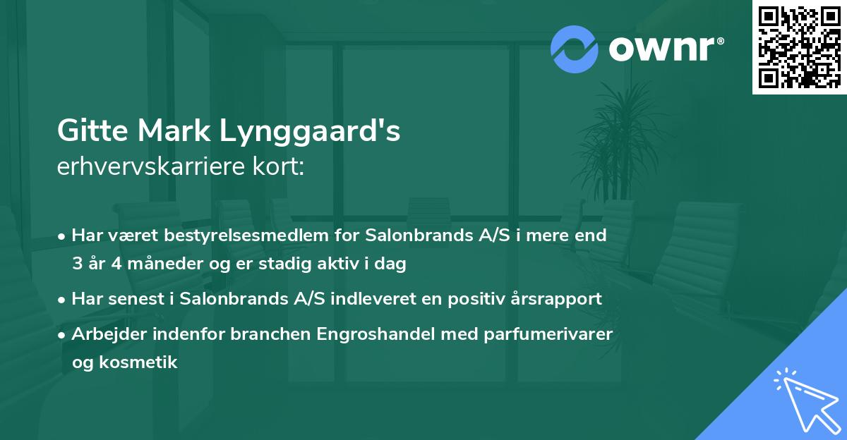 Gitte Mark Lynggaard's erhvervskarriere kort