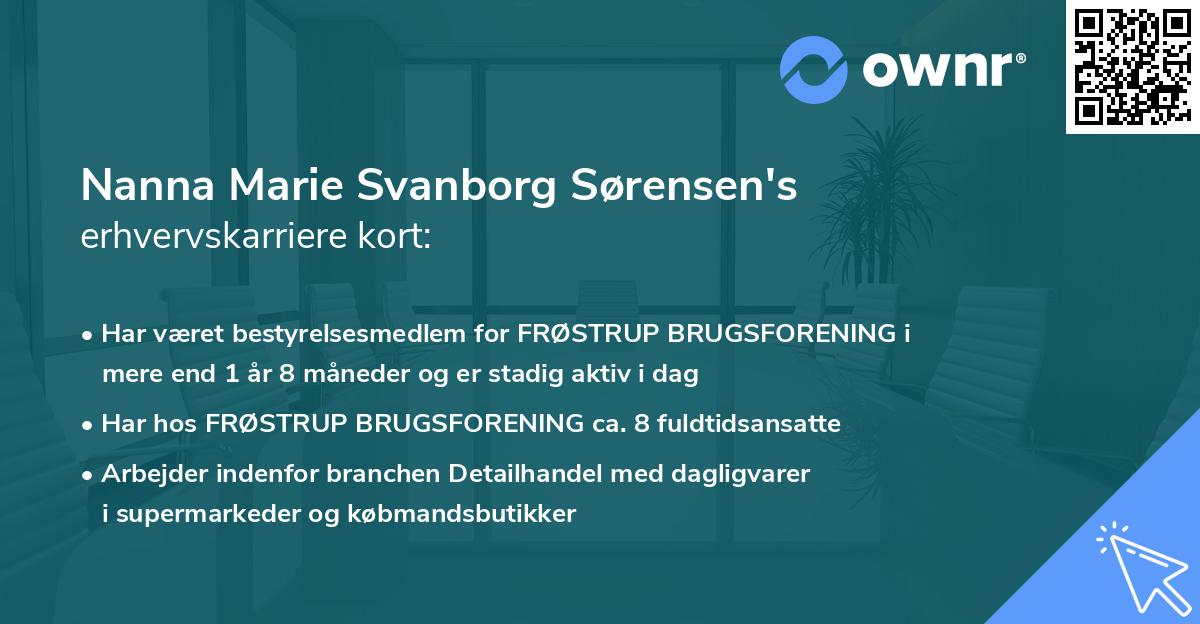 Nanna Marie Svanborg Sørensen's erhvervskarriere kort