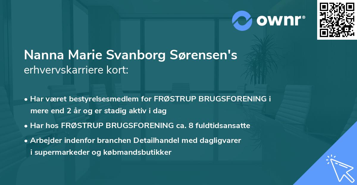 Nanna Marie Svanborg Sørensen's erhvervskarriere kort
