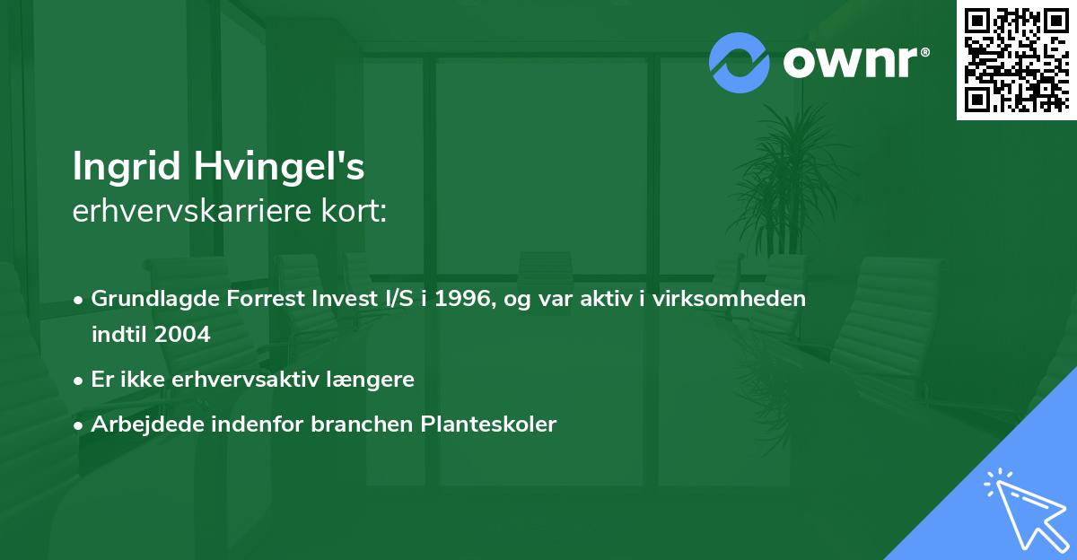 Ingrid Hvingel's erhvervskarriere kort