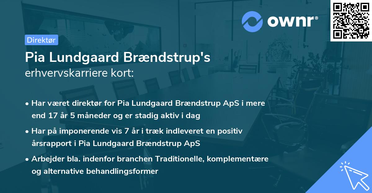 Pia Lundgaard Brændstrup's erhvervskarriere kort