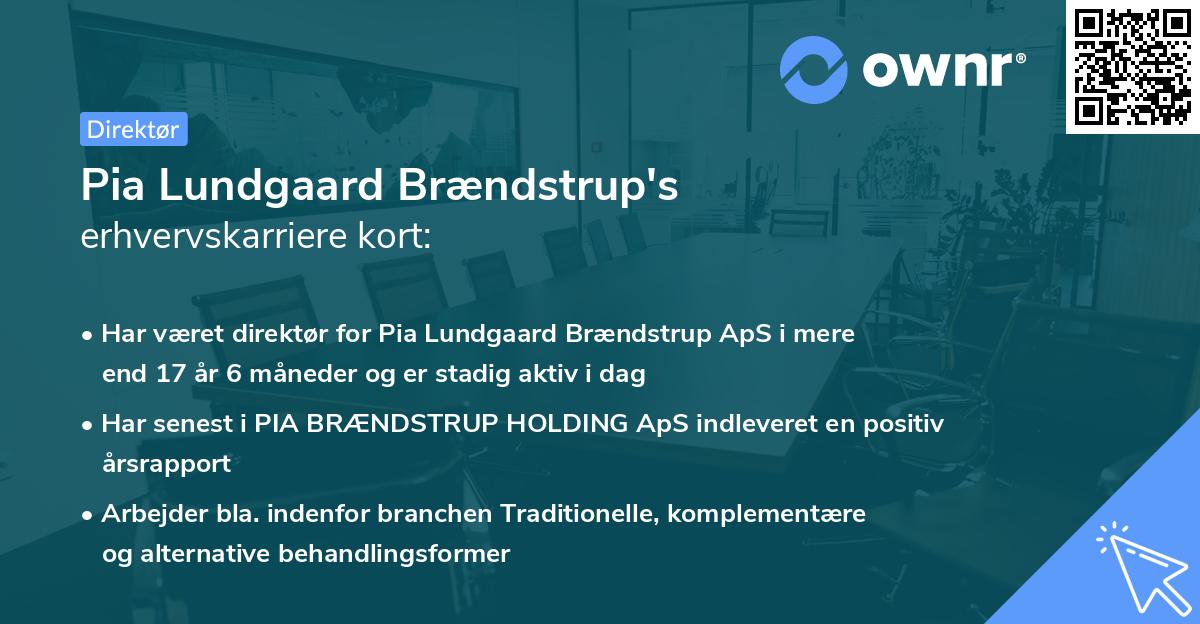 Pia Lundgaard Brændstrup's erhvervskarriere kort