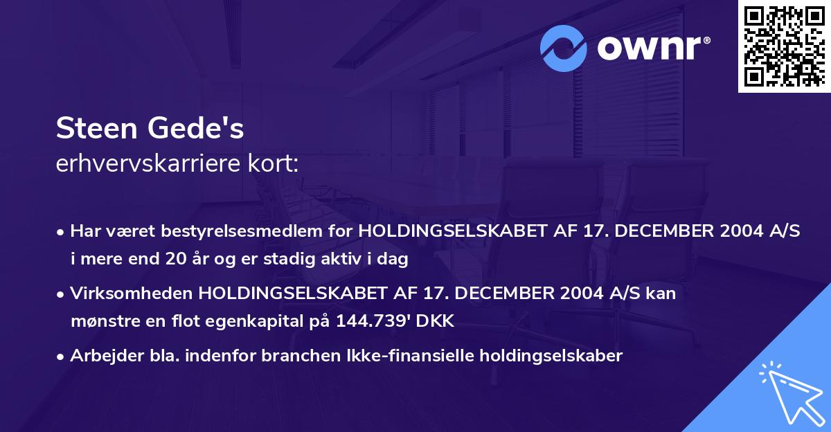 Steen Gede's erhvervskarriere kort