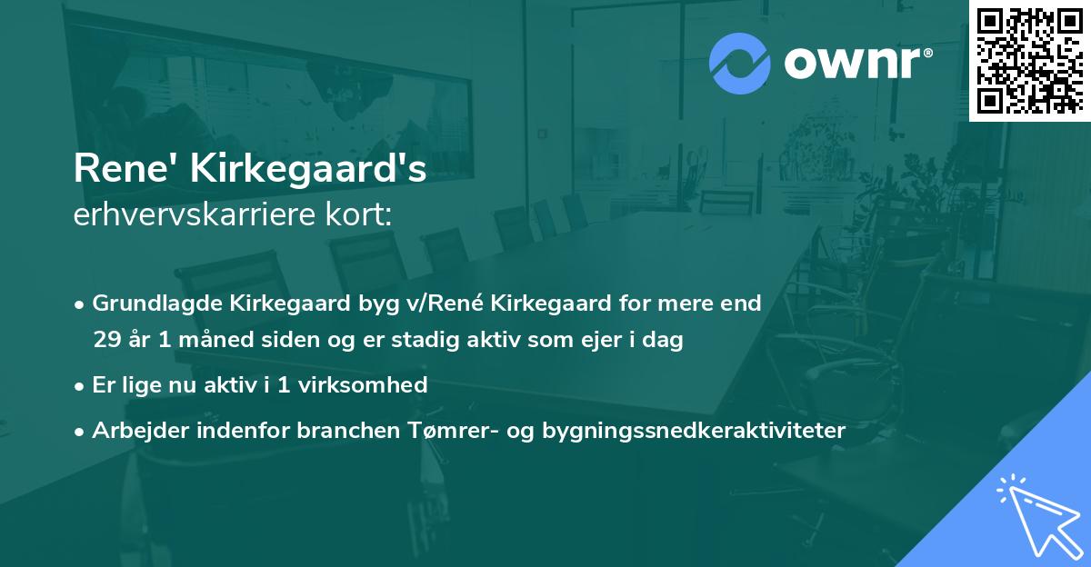 Rene' Kirkegaard's erhvervskarriere kort
