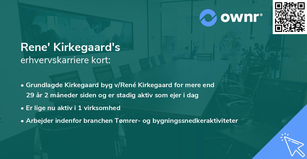 Rene' Kirkegaard's erhvervskarriere kort