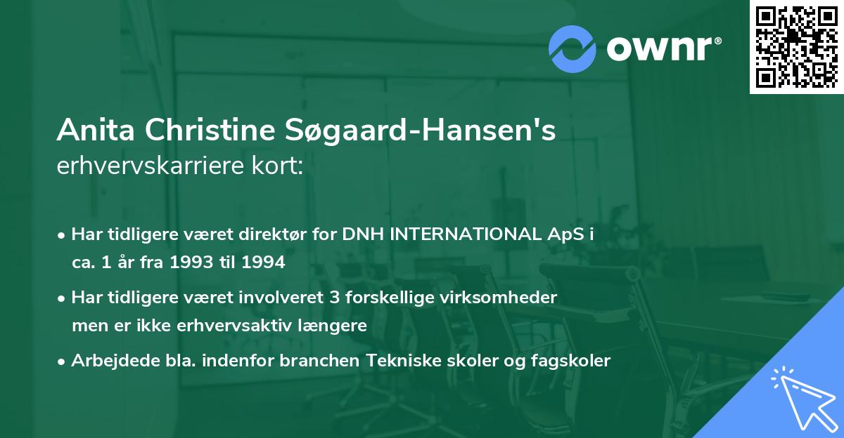 Anita Christine Søgaard-Hansen's erhvervskarriere kort